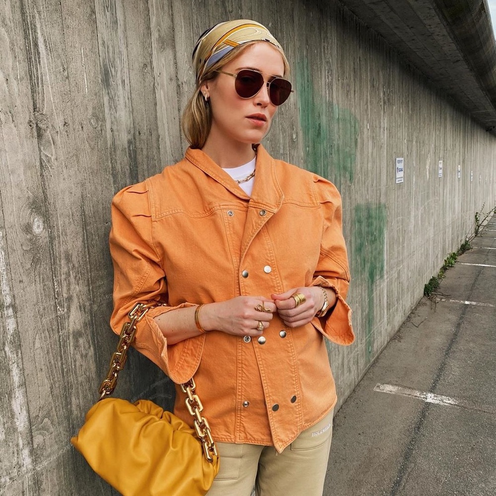 Isabel Marant Espera Orange Sunset Denim Long Sleeve Top Jacket
